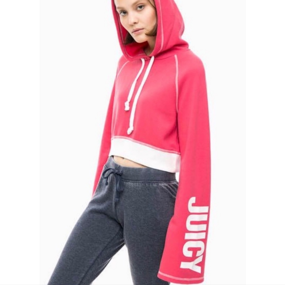 NWT Juicy Couture Fleece Cropped Sweatshirt w/ Hood MEDIUM